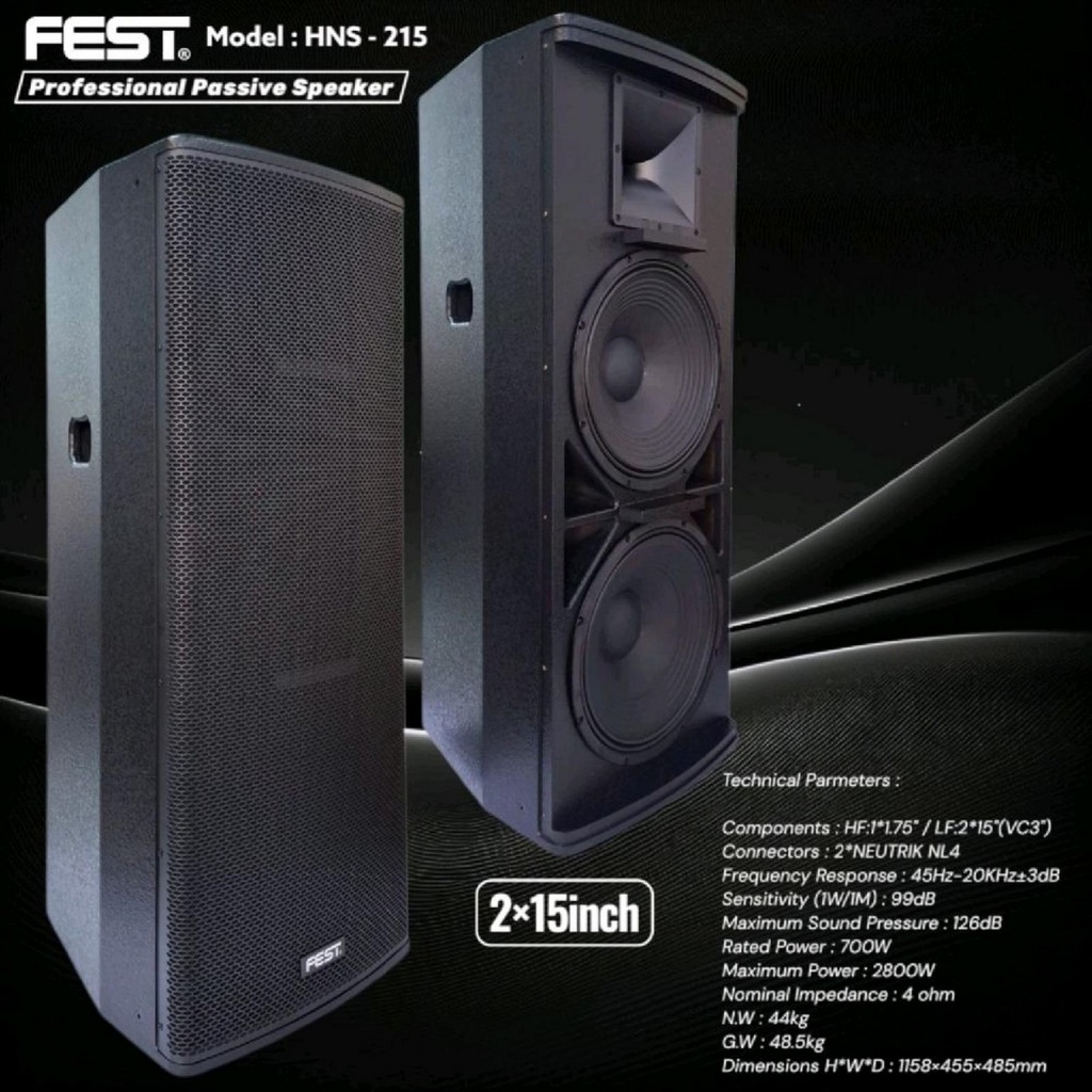 speaker pasif original fest hns 215 double speaker passive 15 inch speaker soundsystem