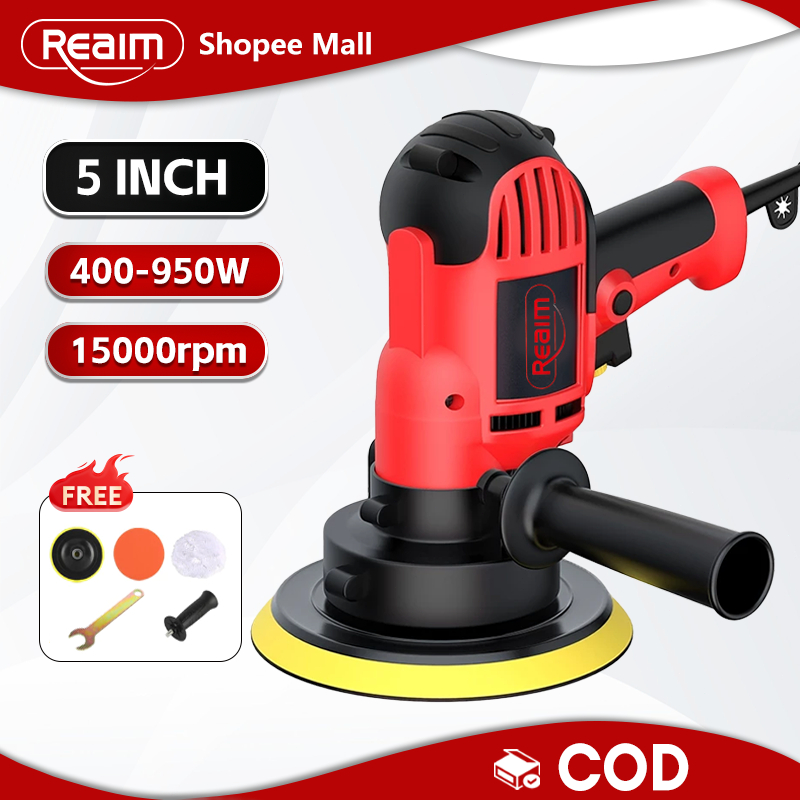 REAIM Mesin Poles Mobil Motor 400W Polisher 5 Inch Alat Disc Disk Kaca Motor Mesin Poles