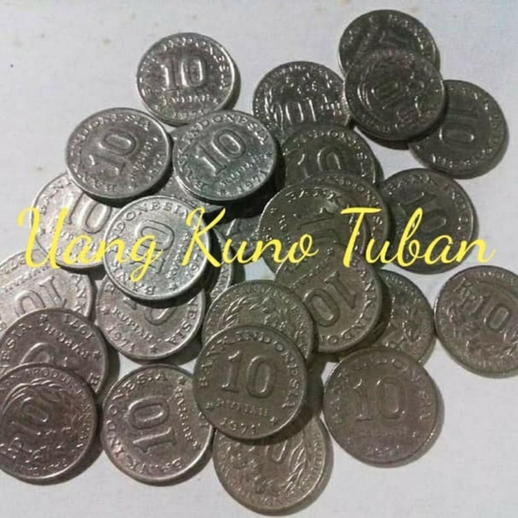 UANG KOIN 10 RUPIAH 1971 PADI DAN KAPAS 1 KEPING BIJI