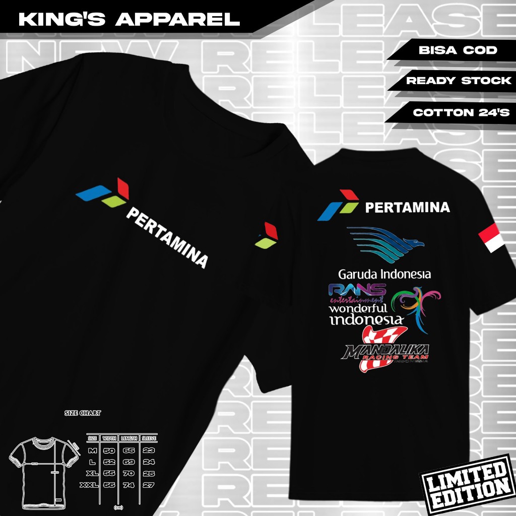 Kaos Baju Distro Pertamina Mandalika Premium Sponsor Pada Motor SAG Racing Team Original circuit ori