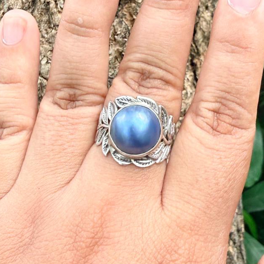 Cincin Ring Perak Silver Bali Asli 925 Malachite Mabe Mutiara Pearl Daun Leaf Pria Laki Wanita Keren