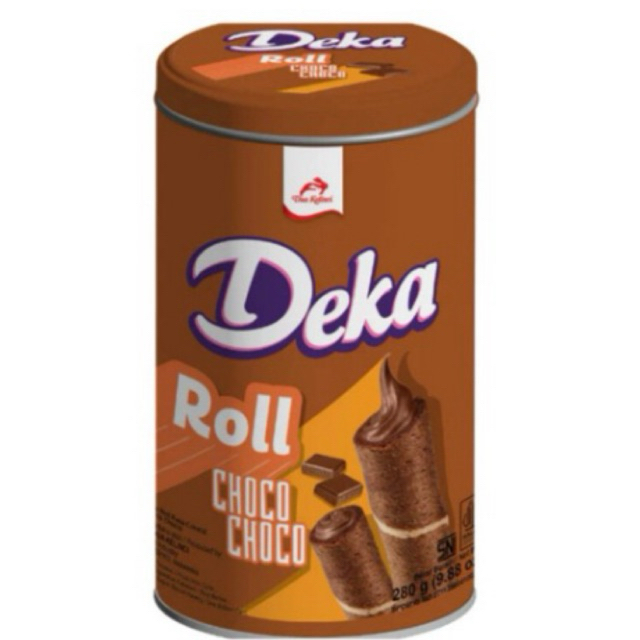 DEKA ROLL CHOCO CHOCO 280gr / CHOCO NUT 280GR kemasan kaleng tabung/ASTOR DEKA/ASTOR MURAH/KUE LEBAR