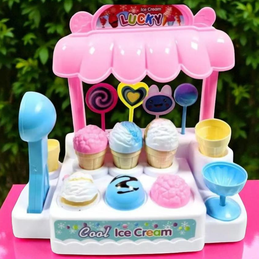 Mainan Anak Gerobak Ice Cream Ada Musik Dan Lampu Aneka ES Krim