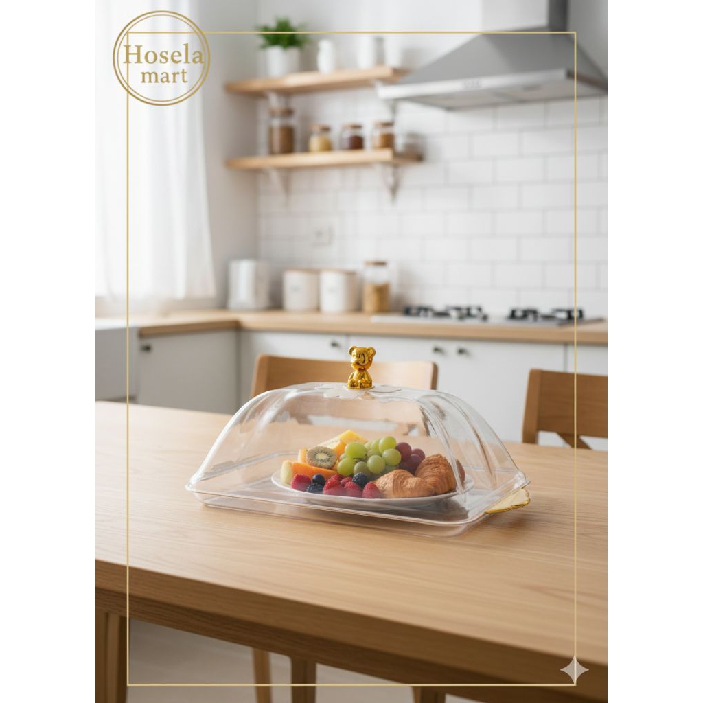 5559 - Tempat kue lapis aesthetic acrilic l Food Tray Nampan Saji Transparan Aesthetic Dengan Tutup 