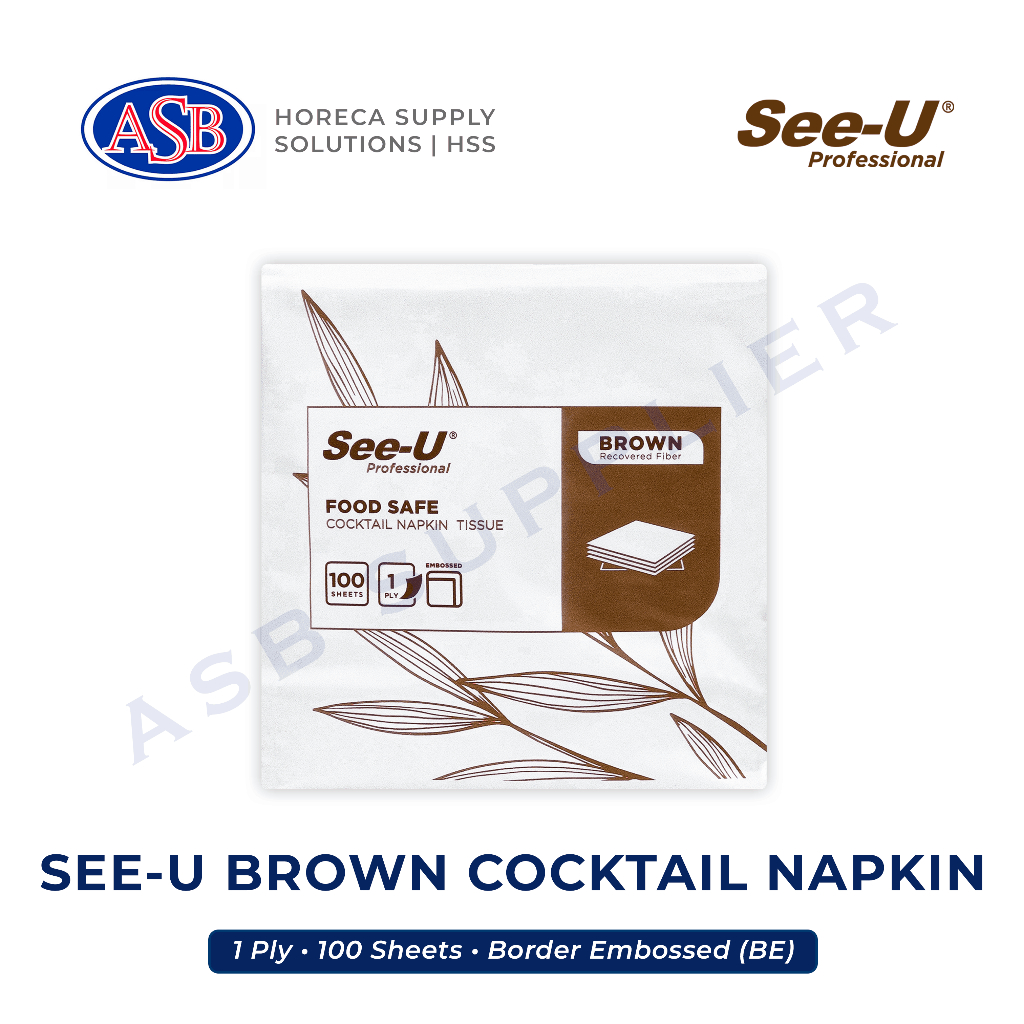 Tissue / Tisu SEE-U Brown Cocktail Napkin (100 Sheets)