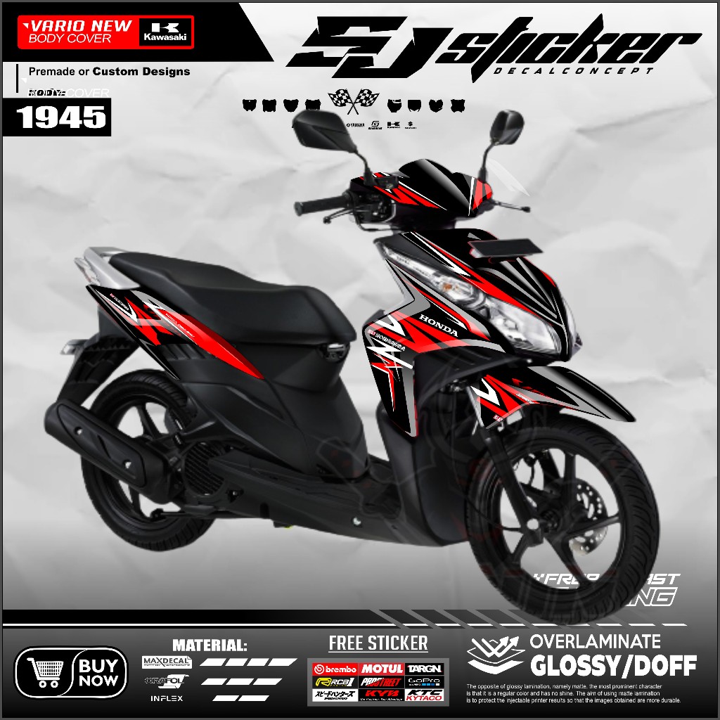 1945 Stiker motor body vario techno 110 decal vario 110 karbu stiker skotlet stiker set full body