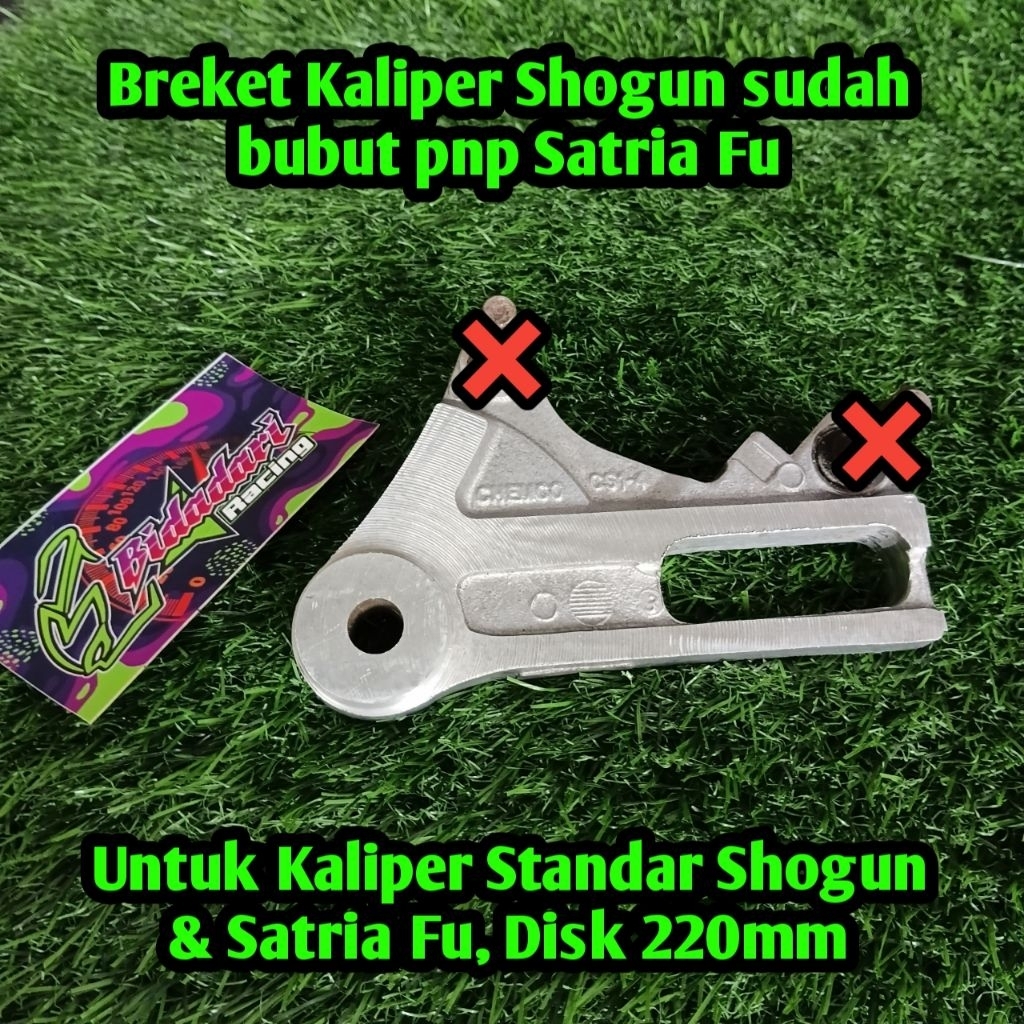 Breket Kaliper Belakang Shogun pnp Satria Fu Karbu Sudah Bubut untuk Disk 220mm.