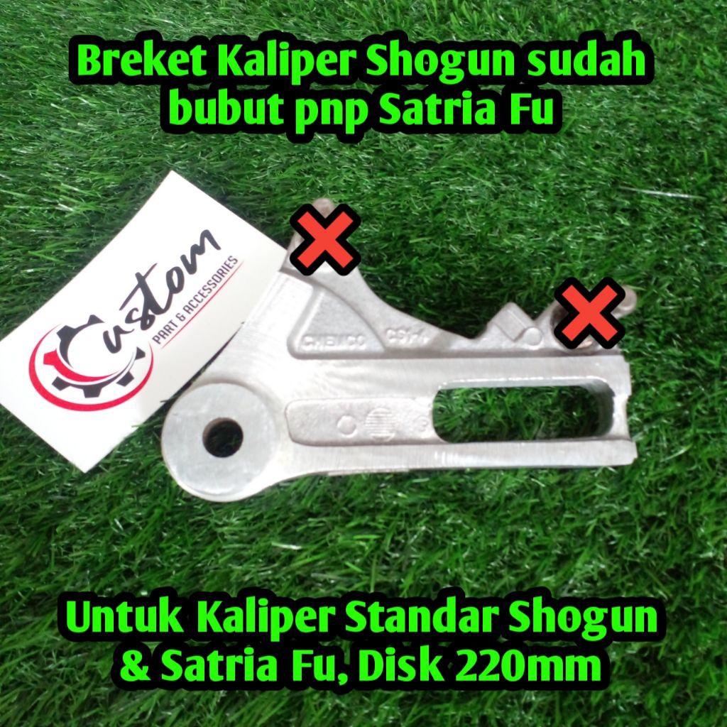 Breket Kaliper Belakang Shogun pnp Satria Fu Karbu Sudah Bubut untuk Disk 220mm.