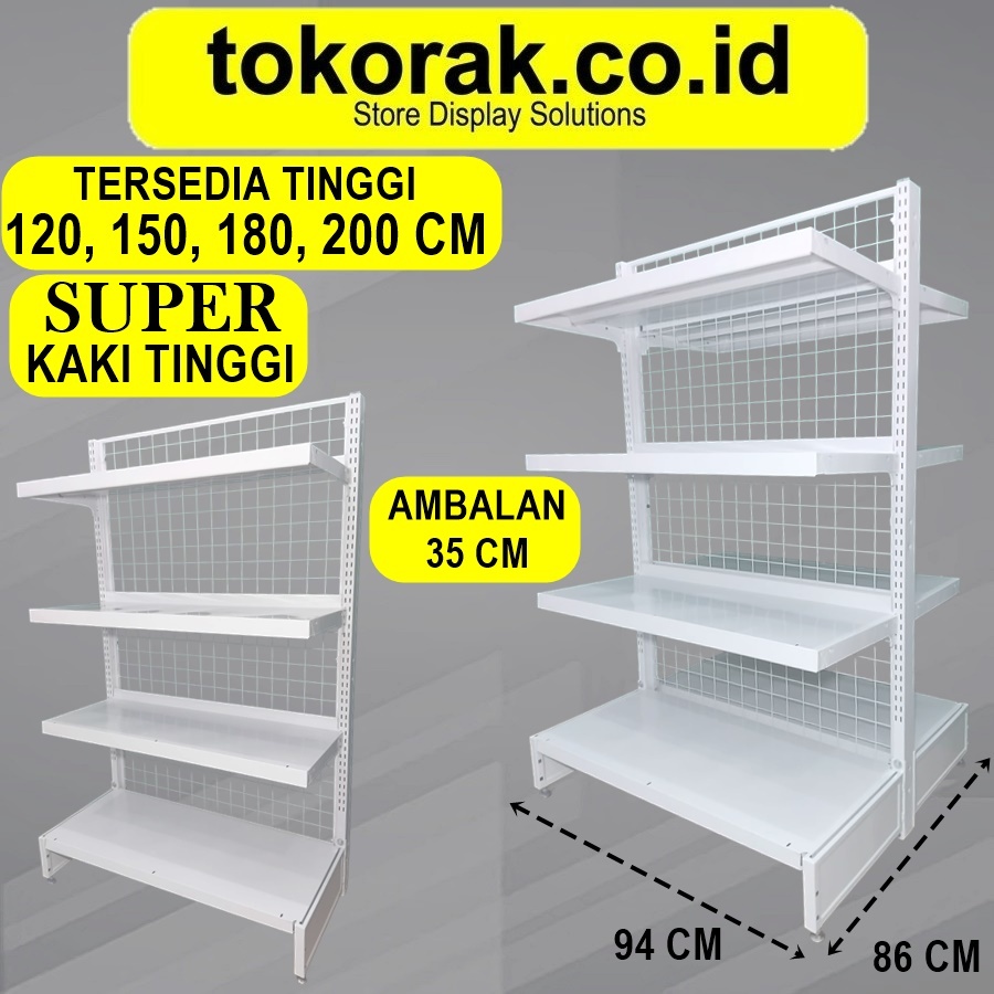 RAK GONDOLA MINIMARKET SUPERMARKET KT 40 / 35 CM SINGLE DOUBLE ISLAND AMBALAN SHELVING RAK SUPERMARK