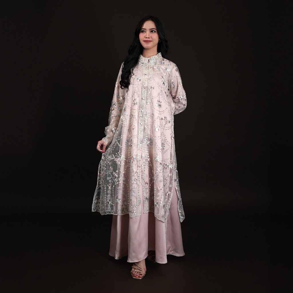 KATAQILA GAMIS OUTER PREMIUM TILE BROKAT “JELITA” DUSTY PINK