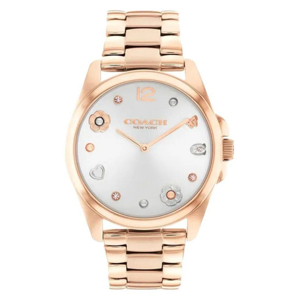 Jam Tangan Wanita Coach Greyson 14504023 White Dial Rosegold Stainless Steel Strap