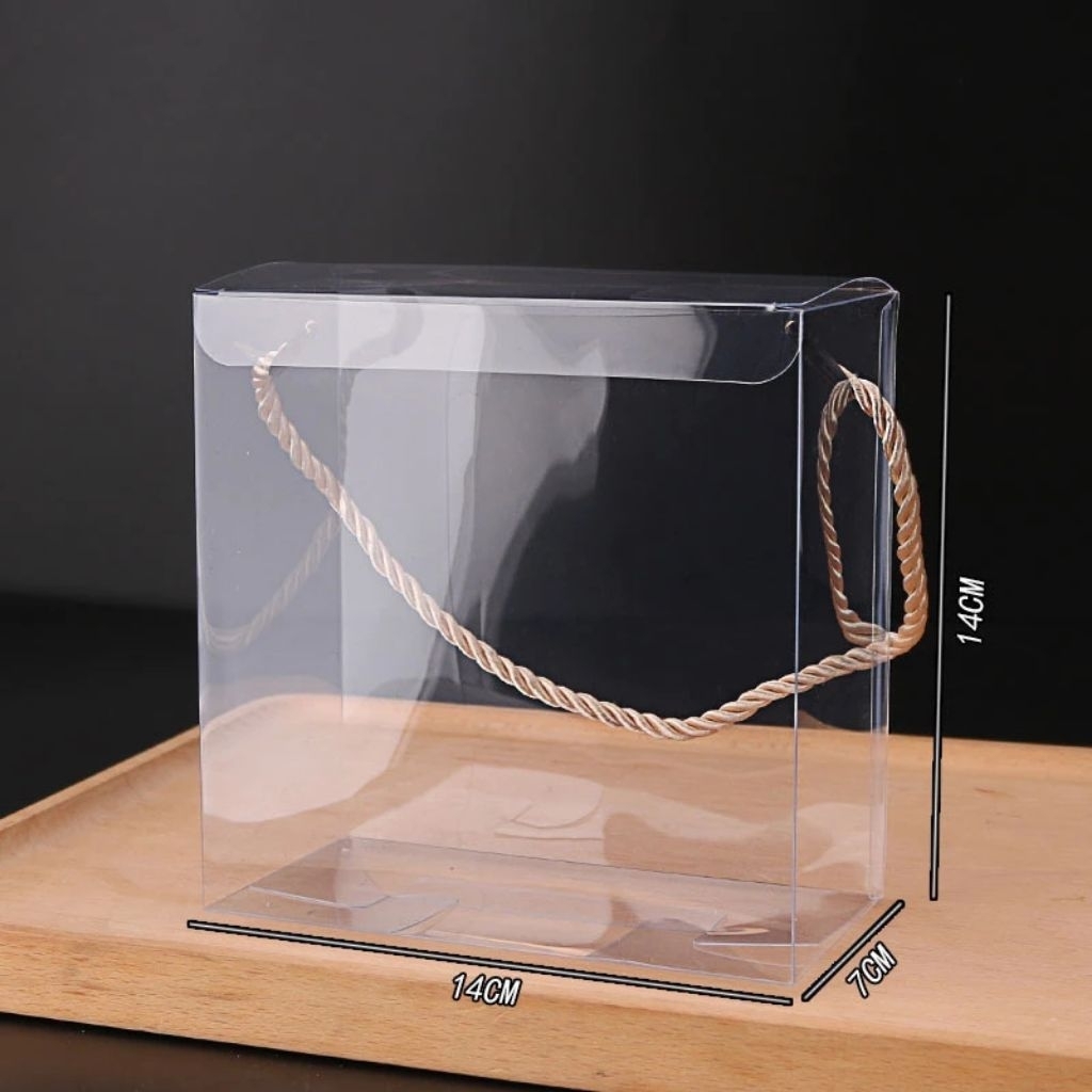 5pcs Kotak Mika Tali Polos Transparant | Kotak Mika Hampers