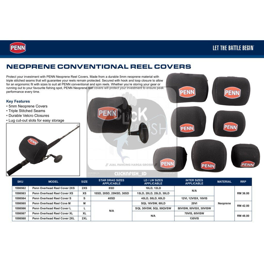 PENN Neoprene Conventional Reel Covers - Saring Reel OH Original Penn