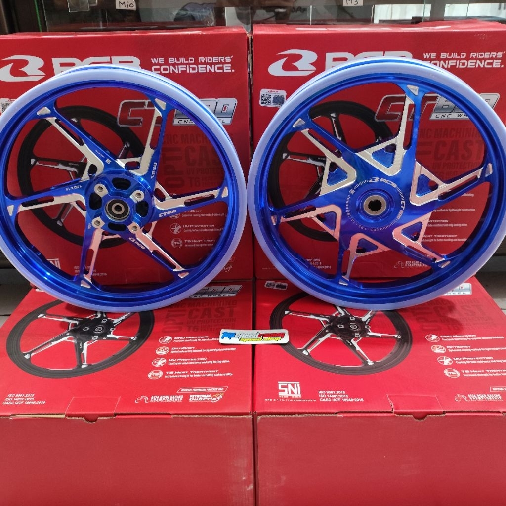 VELG RCB CT600 VELG CNC BIRU BUAT BUAT YAMAHA MIO / MIO SOUL / MIO SPORTY / MIO SMALL FINO KARBU