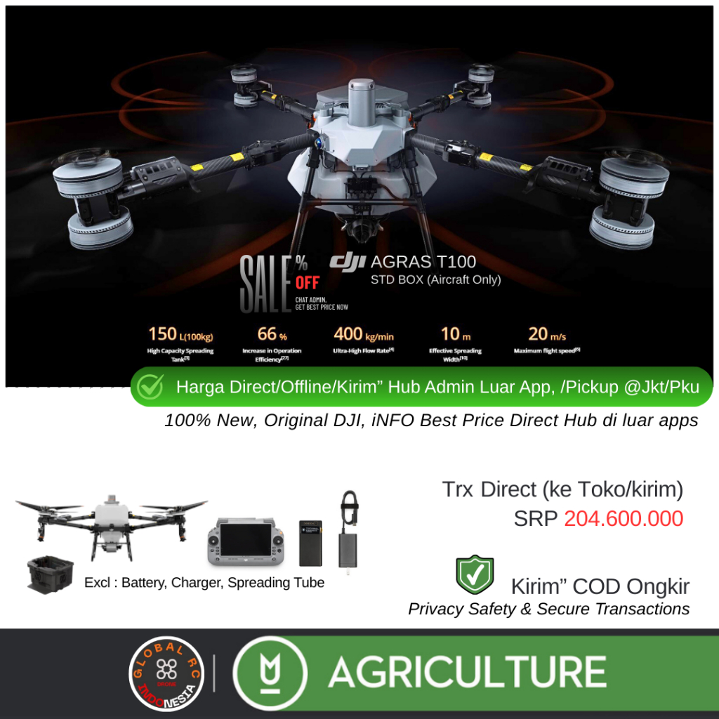 DJI Agras T100 STD BOX (Exclude Batt Charger) Drone Pertanian Semprot Hama