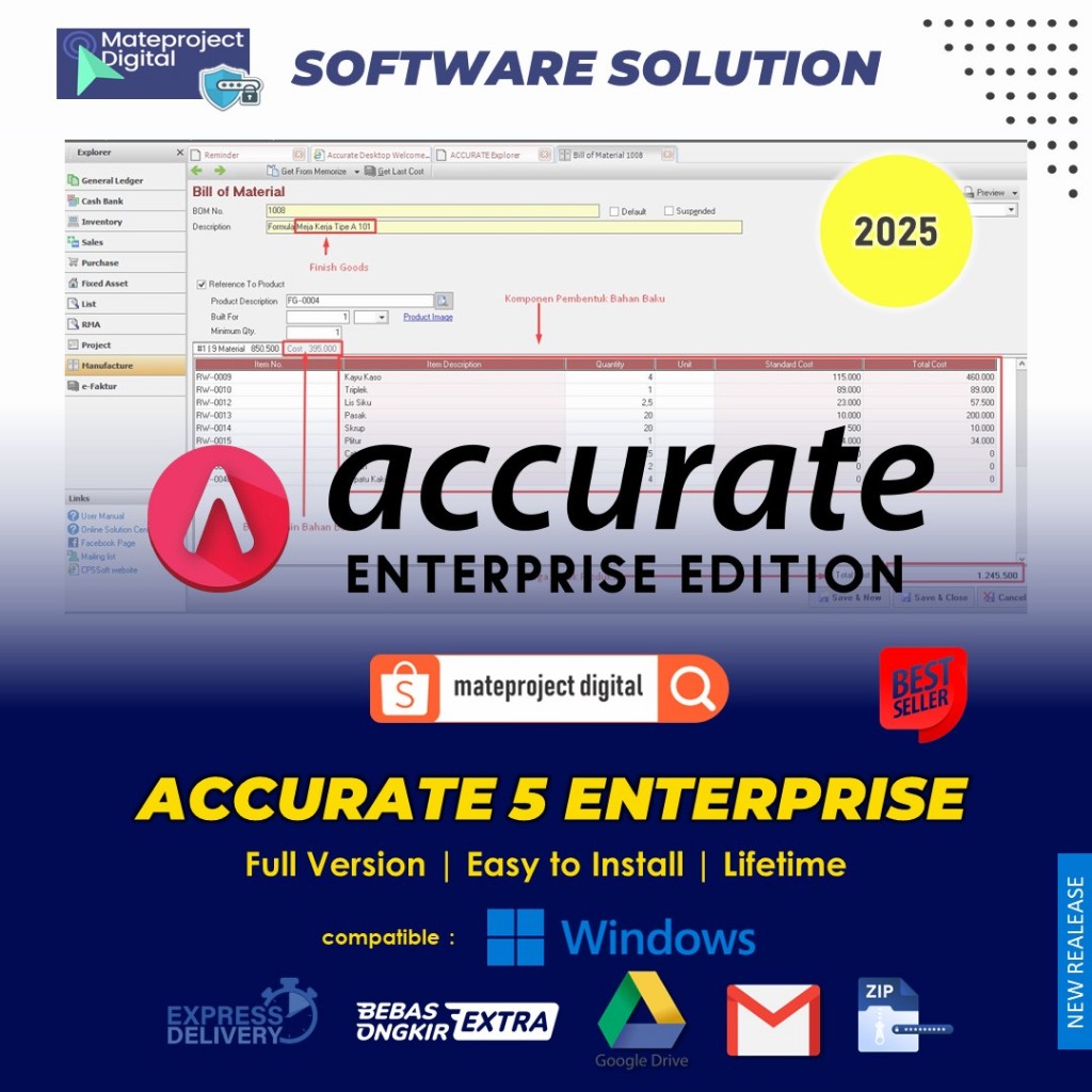 Accurate 5 Enterprise Full Lifetime Software Akuntansi Accounting IPOS Retail