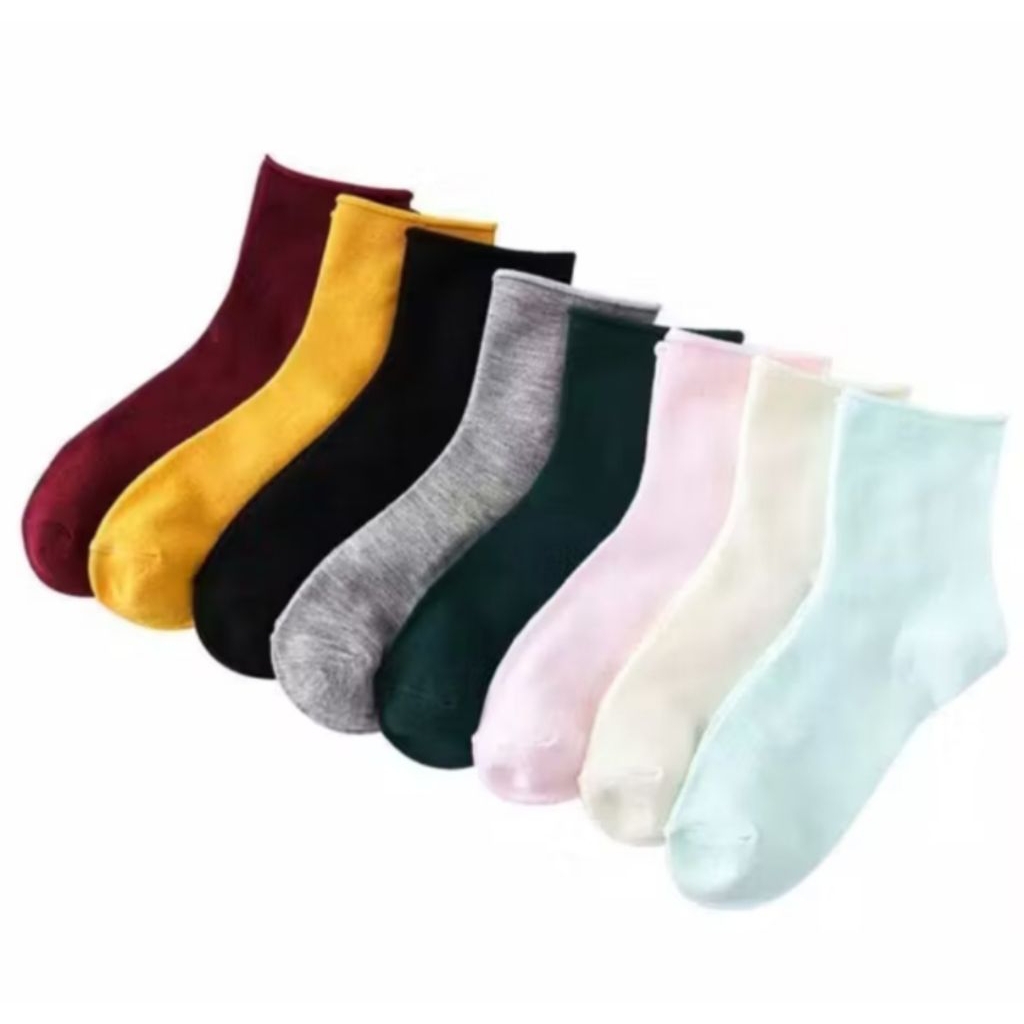 KONVEKSI (12 PASANG) KAOS KAKI ANAK UNISEX POLOS TK-SD-REMAJA BAHAN TEBAL DAN LEMBU1T.