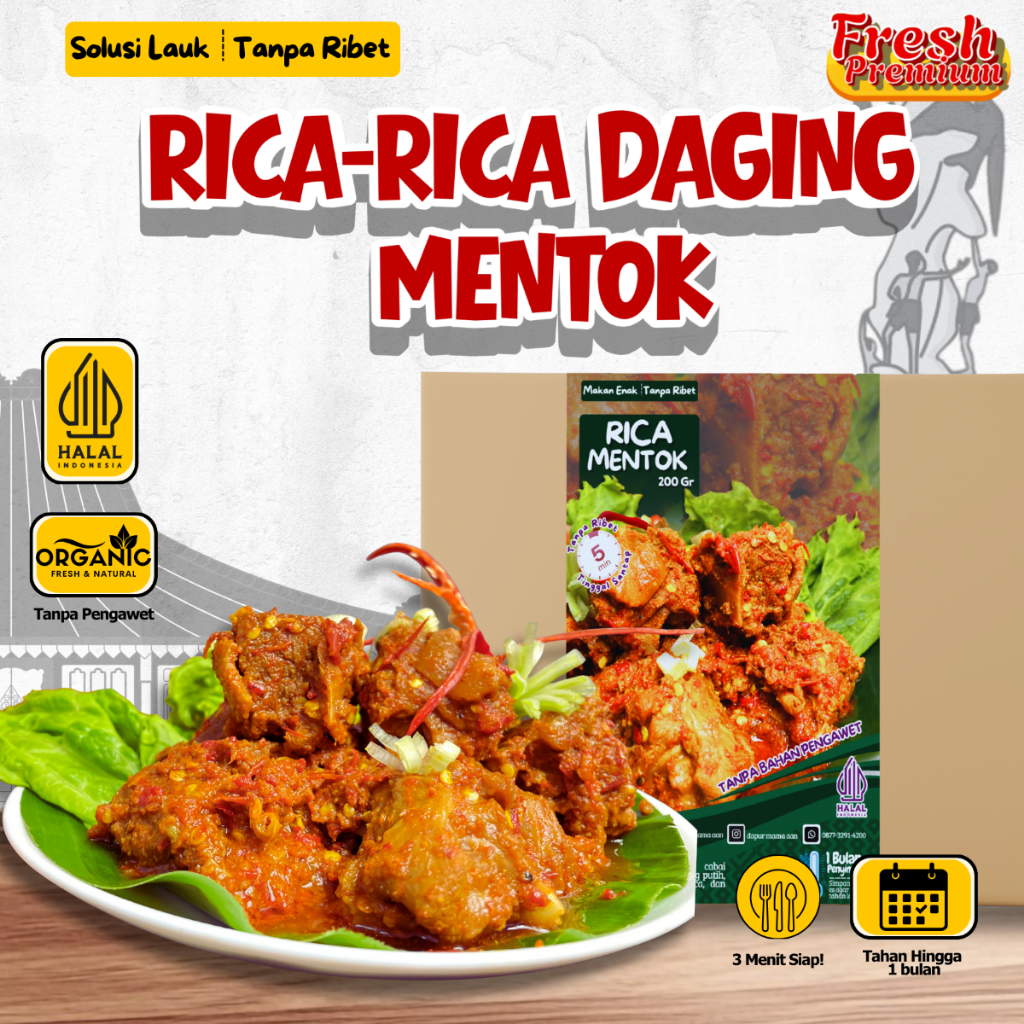 1 PACK RICA - RICA ENTOK (ITIK) SIAP MAKAN - FRESH PREMIUM (200 GRAM) Daging Makanan Pedas