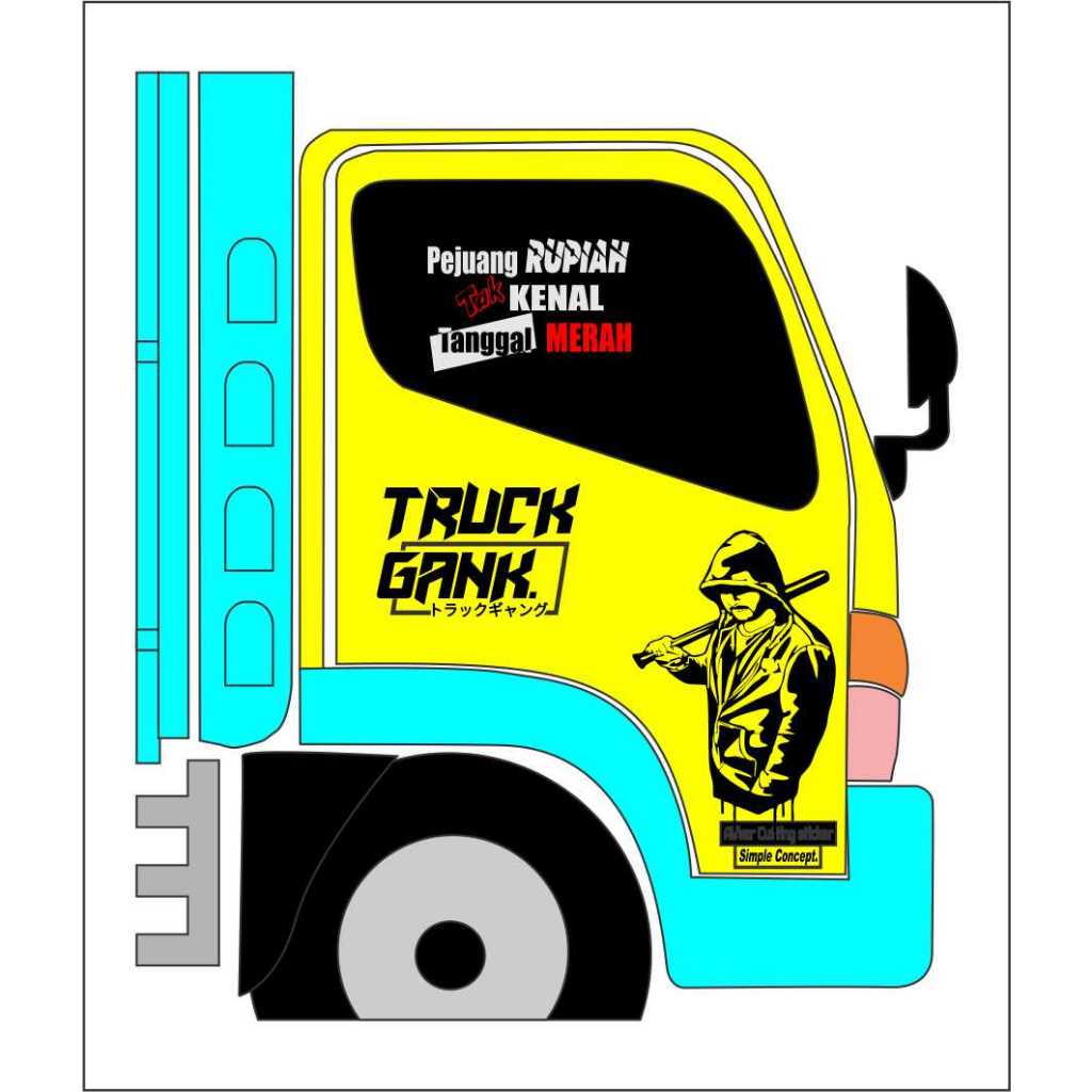 STIKER TRUK PINTU KACA TRUK GANK