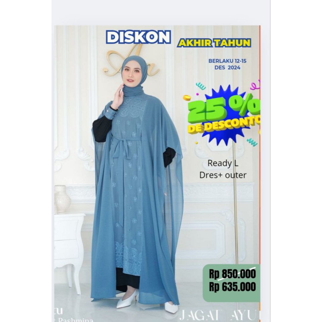 GAMIS TERLARIS ROSE DRESS ORI ADEN HIJAB / LEORA  / JAGAT AYU