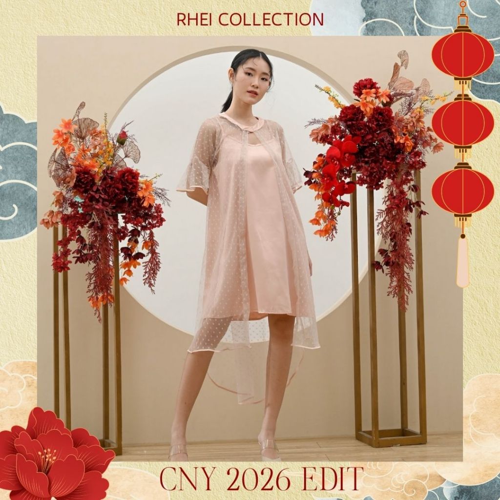 Rhei Collection - Verona Dress | Dress Pesta Wanita Tile Brukat Bumil Friendly Polkadot Dress