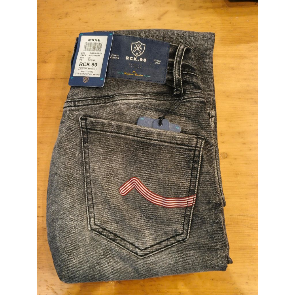 Celana Panjang Jeans Pria Rockstar Denim Original Slim Fit Machi Dark Grey