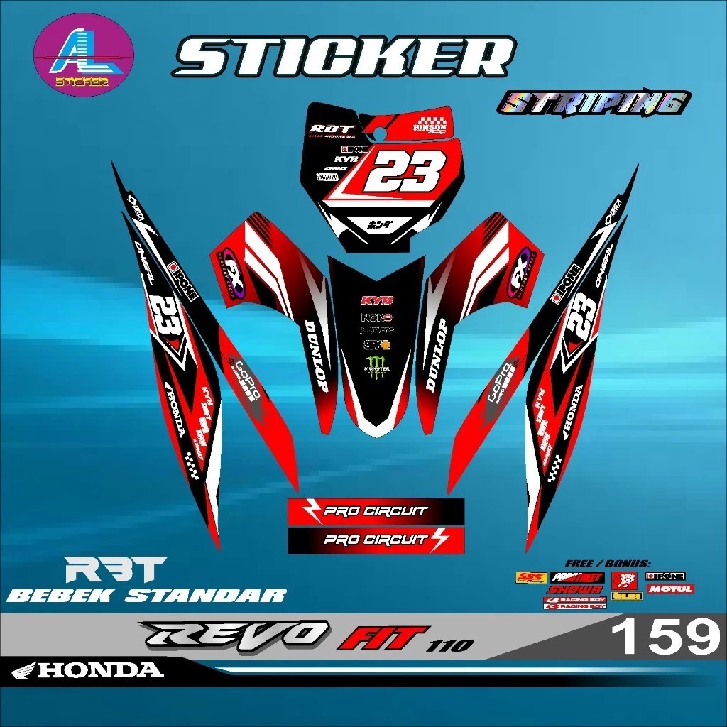 Sticker Rbt Striping Motor Revo Fit 110 + Papan Nomor Ktm Rbt Bebek (Free Nama Dan Nomor)