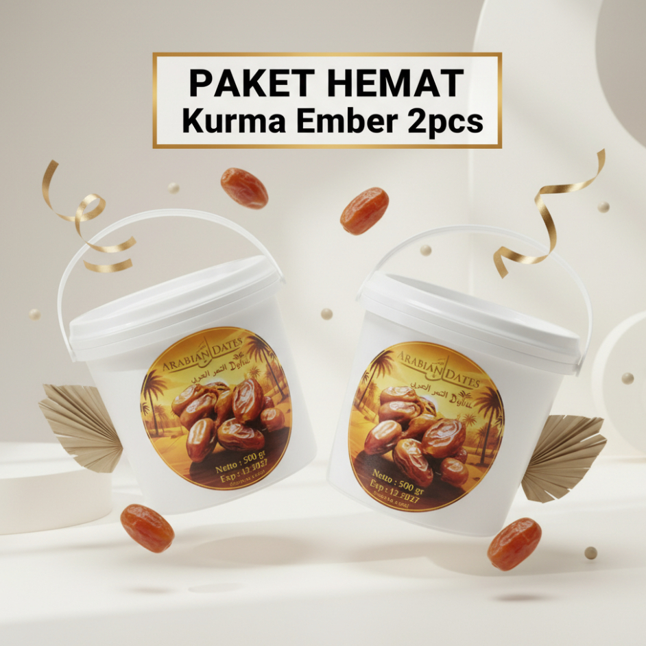 Kombo Paket Kurma Arabian Dates 2 pcs Kemasan Ember Paket Hemat Berkualitas Asli Arab