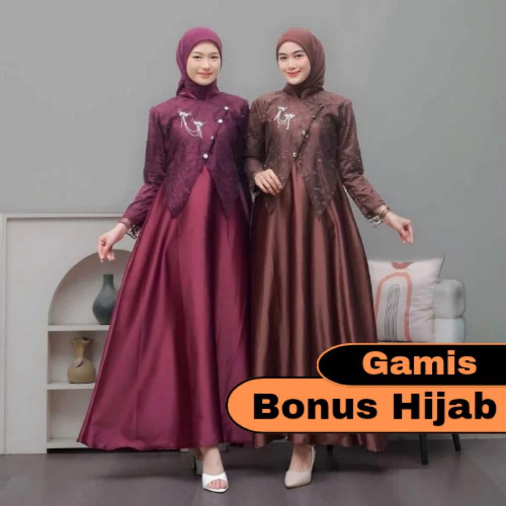 (ADA JUMBO) DRESS SAHARA DRESS LEBARAN TERBARU GAMIS LEBARAN GAMIS KONDANGAN GAMIS Hijab Segi empat 