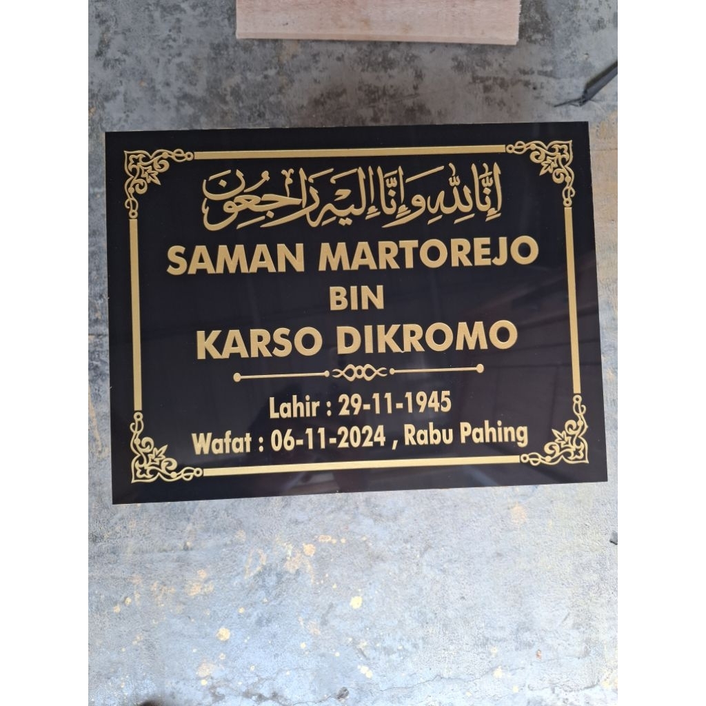 Batu Nisan Granit Papan Nama Ukuran 30x40