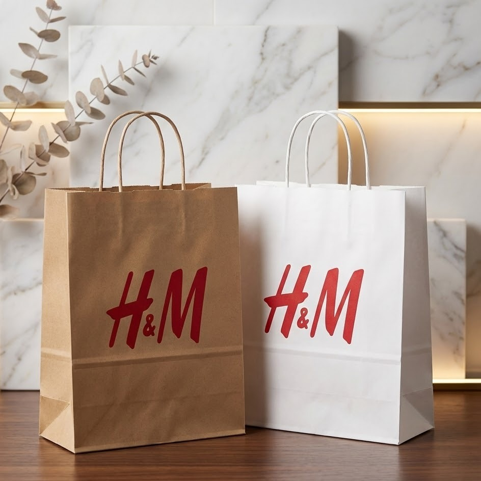 Paper Bag H&M Medium 2 Sisi 33x26x12 Cm Tas Belanja Kado
