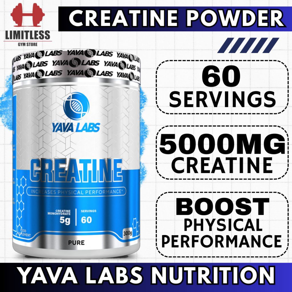 Yava Labs USA CREATINE Monohydrate 5gr 60 Servings Increase Muscle Mass Unflavored