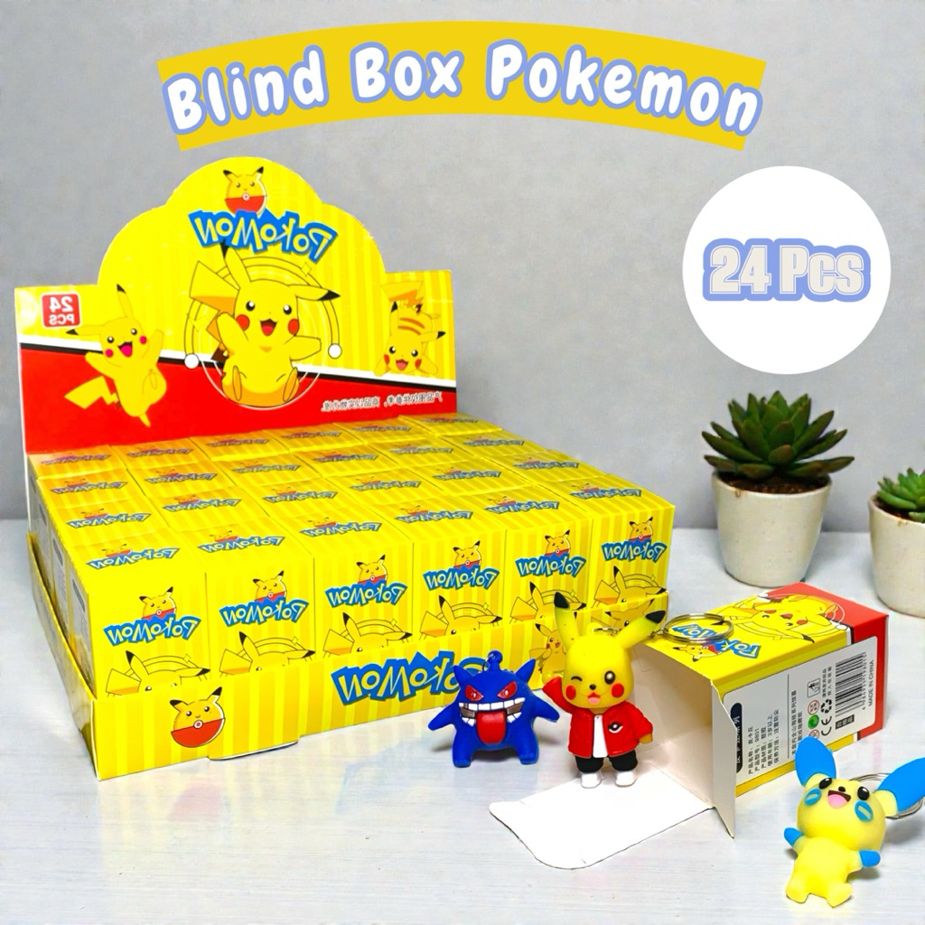 1 BOX 24 Pcs Blind Box Gantungan Kunci Pokemon || Misteri Box Gantungan Pokemon || Keychain Pokemon 