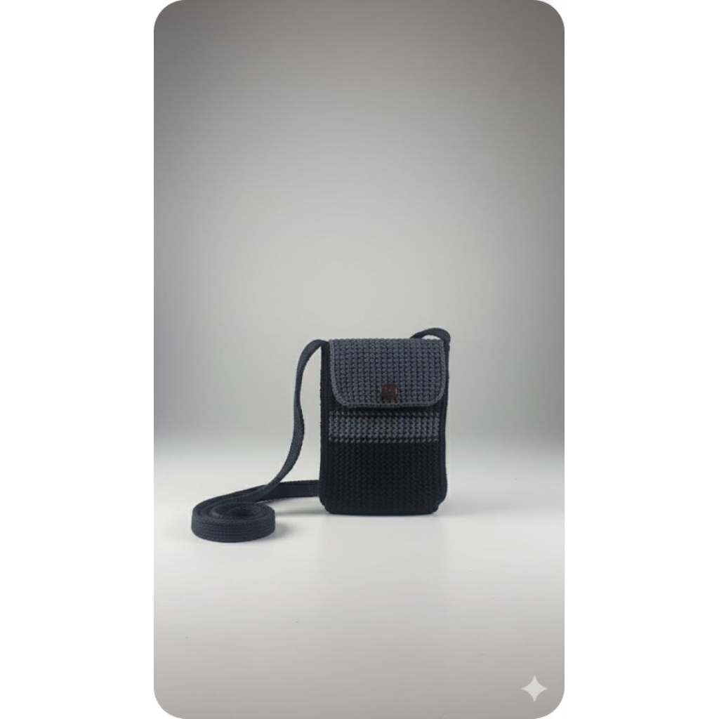 Tas Rajut Selempang Mini || Tas Hp 8Inch || Warna Denim