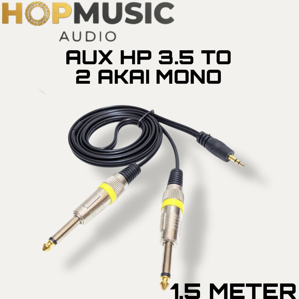 Kabel audio AUX HP 3.5 TO 2 AKAI MONO panjang 1.5 meter kabel hp/mixer/amplifier.