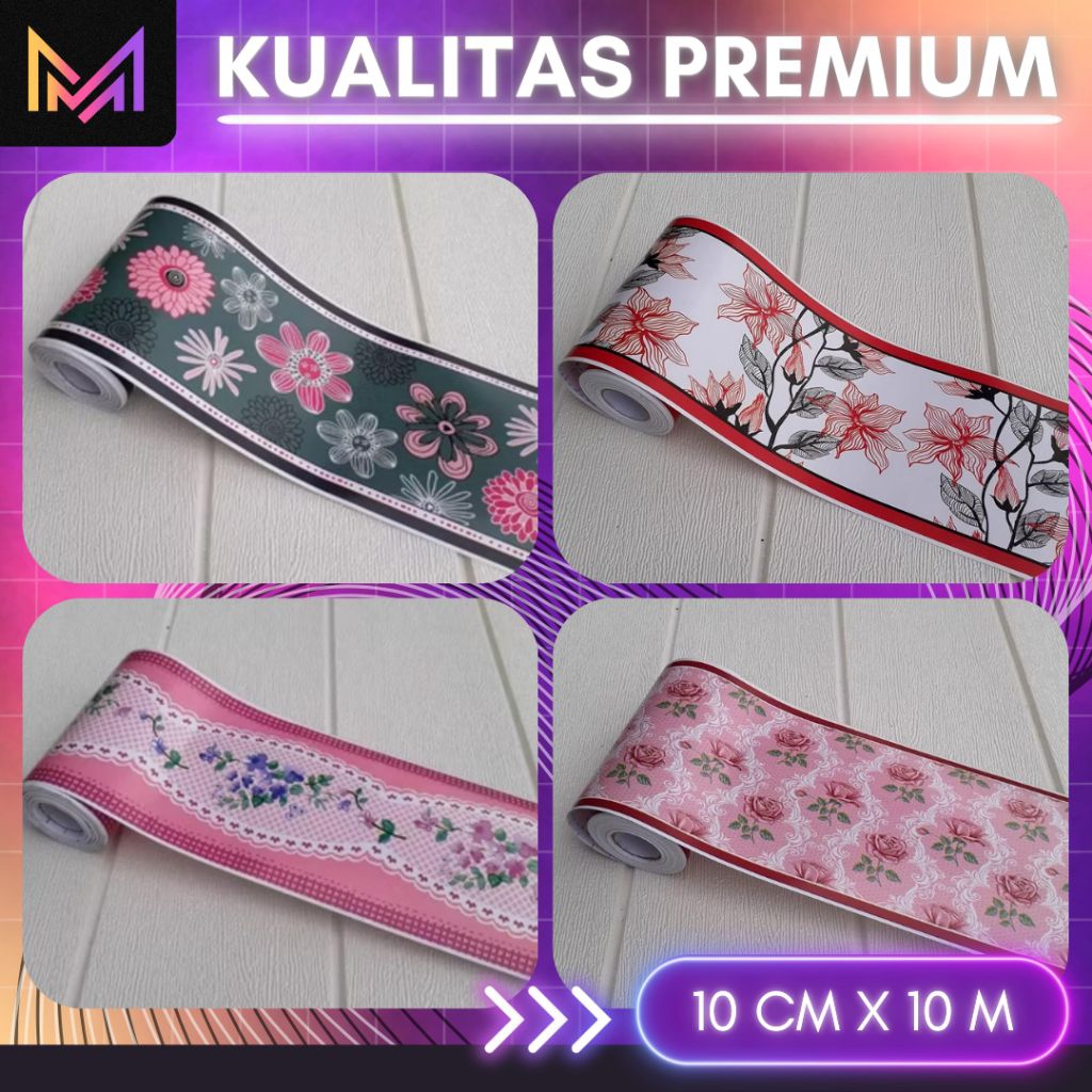 List Border Sticker Dinding Dapur 10cm x 10m Wallpaper Sticker Dinding Aesthetic List Border Motif B