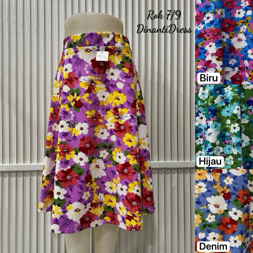 Rok Payung Wanita 7/9 Motif Bunga Kembang Warna