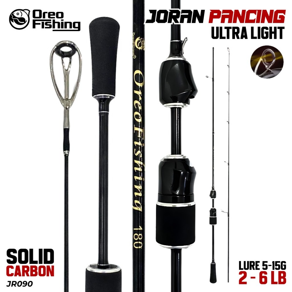 Oreo Fishing Joran Pancing Spinning Rod Action Ultralight Solid Carbon 2-6LB Sensitif Lure 5-15g