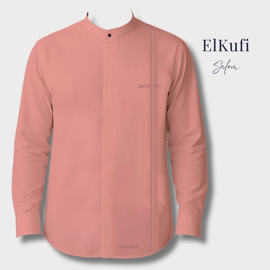 Baju Kemeja Koko Pria Dewasa Lengan Panjang Warna Salem - Bahan Toyobo Premium Desain Elegan