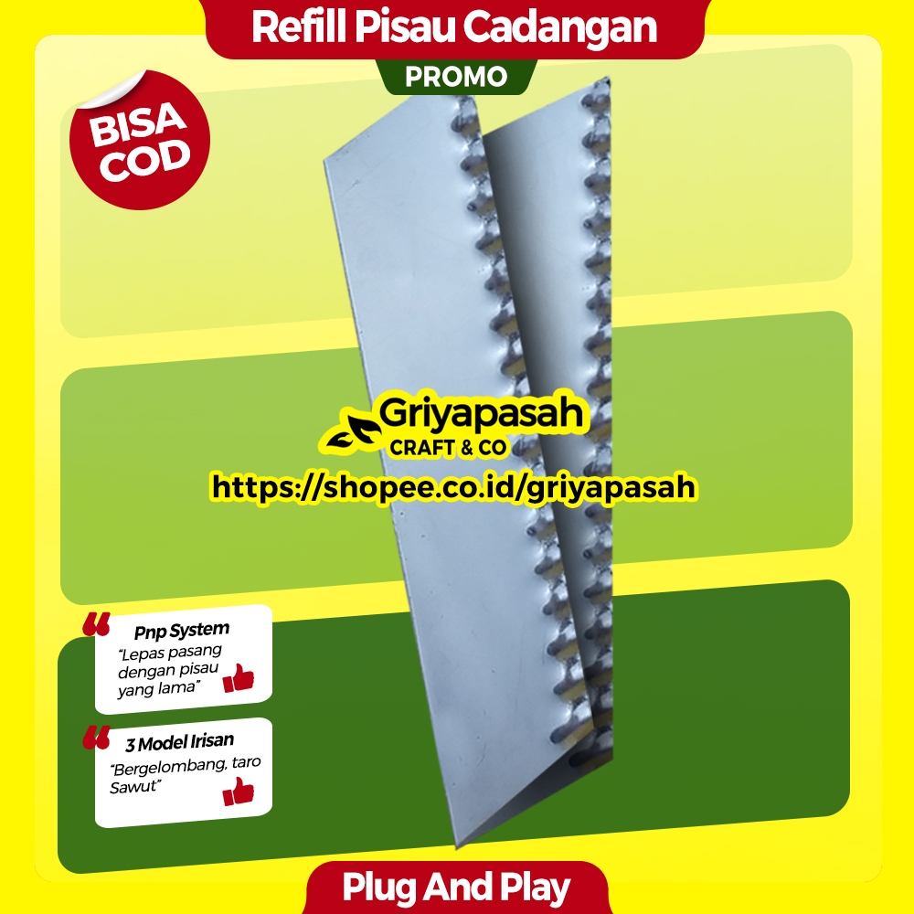 GRIYAPASAH Pisau Refill Cadangan Bergelombang - Pengiris Keripik