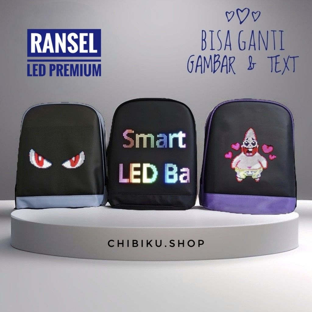 Tas Ransel LED Pixel Bag Pack Bagpack Anak Sekolah Premium Waterproof Layar Custom LED Digital Unise