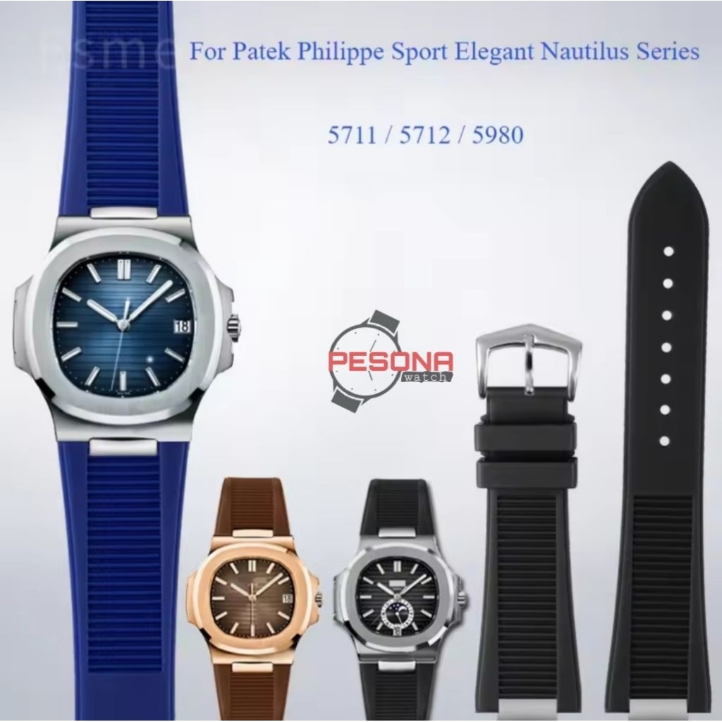 Strap Tali Jam Patek Philippe Nautilus 5711 5712 5726 5980 Karet Rubber Premium Emboss