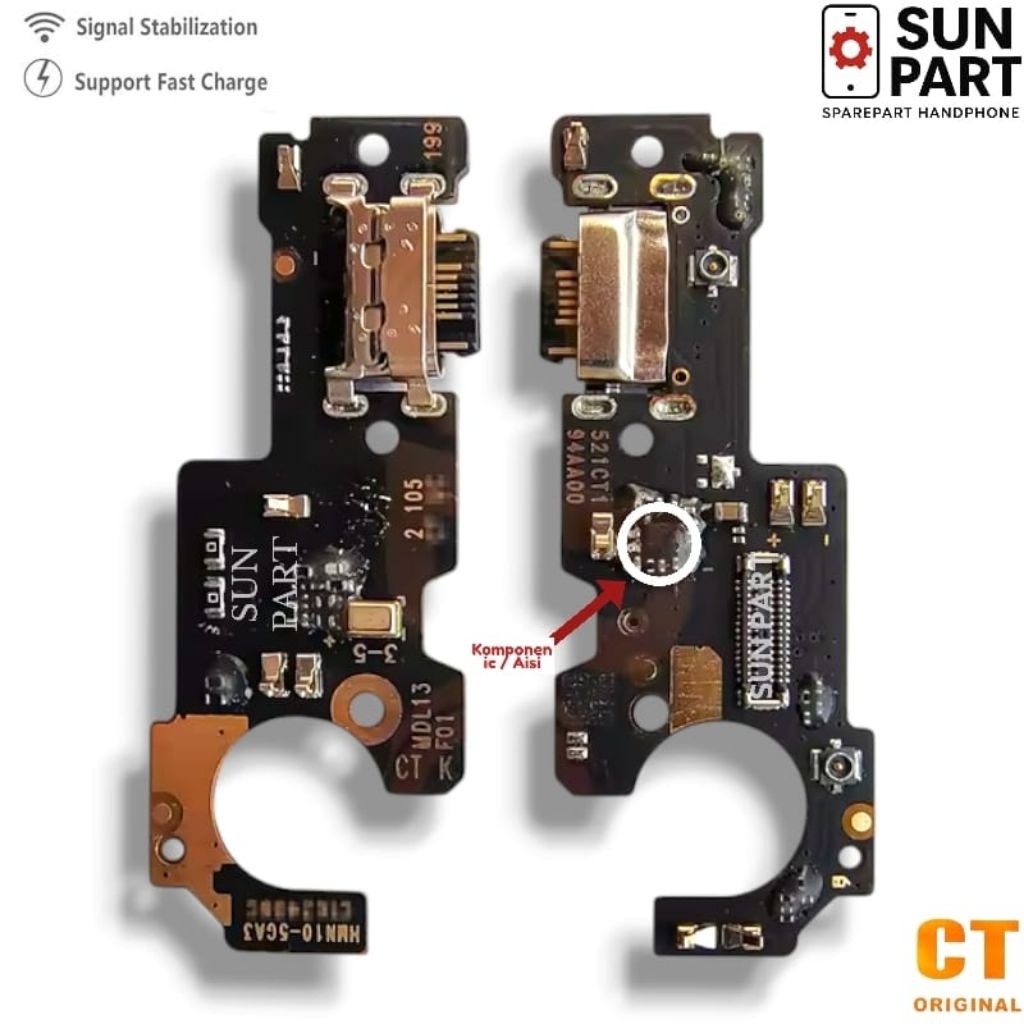 CT | Flexible Charger + ic FOR XIAOMI REDMI NOTE 10 5G / POCO M3 PRO 5G ORIGINAL + Mikrofon Lengkap 