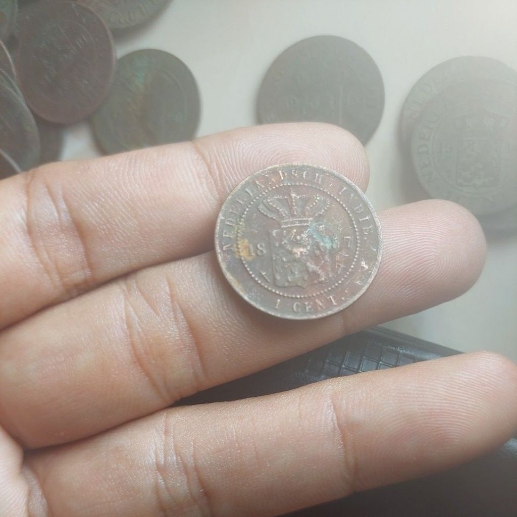 Koin Belanda 1 C tahun 1857 asli