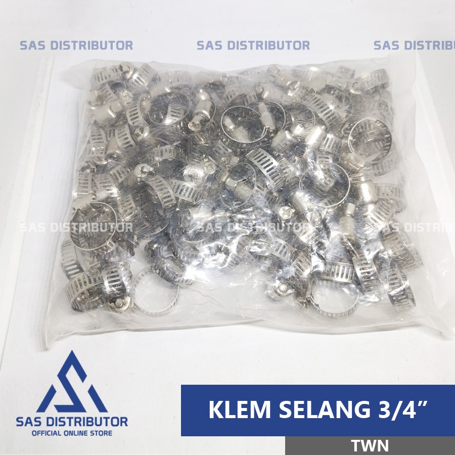 (100 pcs) Klem Selang 3/4" inch Stainless Steel / Hose Clamp 3/4 / Klem Besi Klem Selang Kran 3/4"