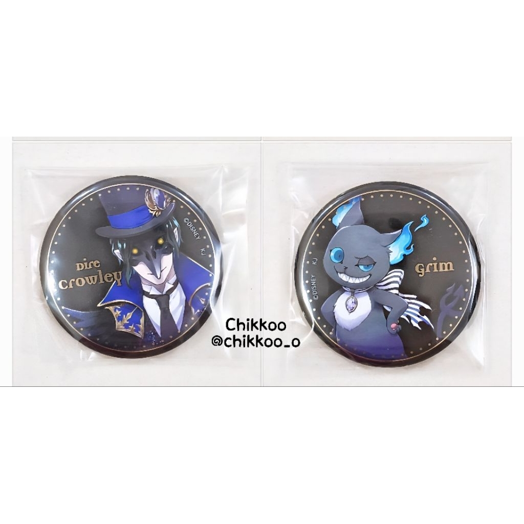 Twisted Wonderland Dorm Leader + Crowley Grim Visual Key Can Badge
