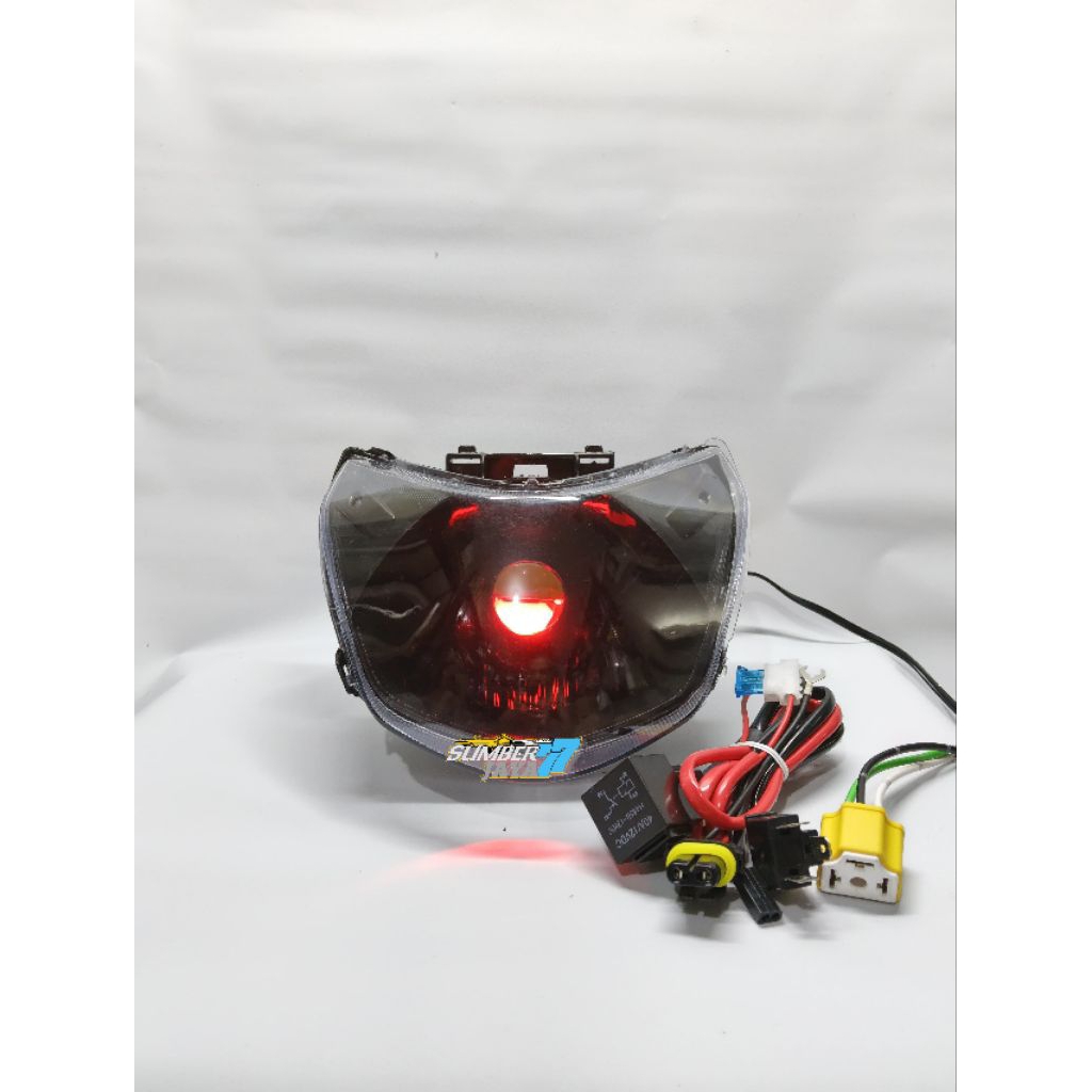 Reflektor Lampu H4 plus soket Honda Spacy lampu H4 Cahaya biled blue lens lengkap Reflektor