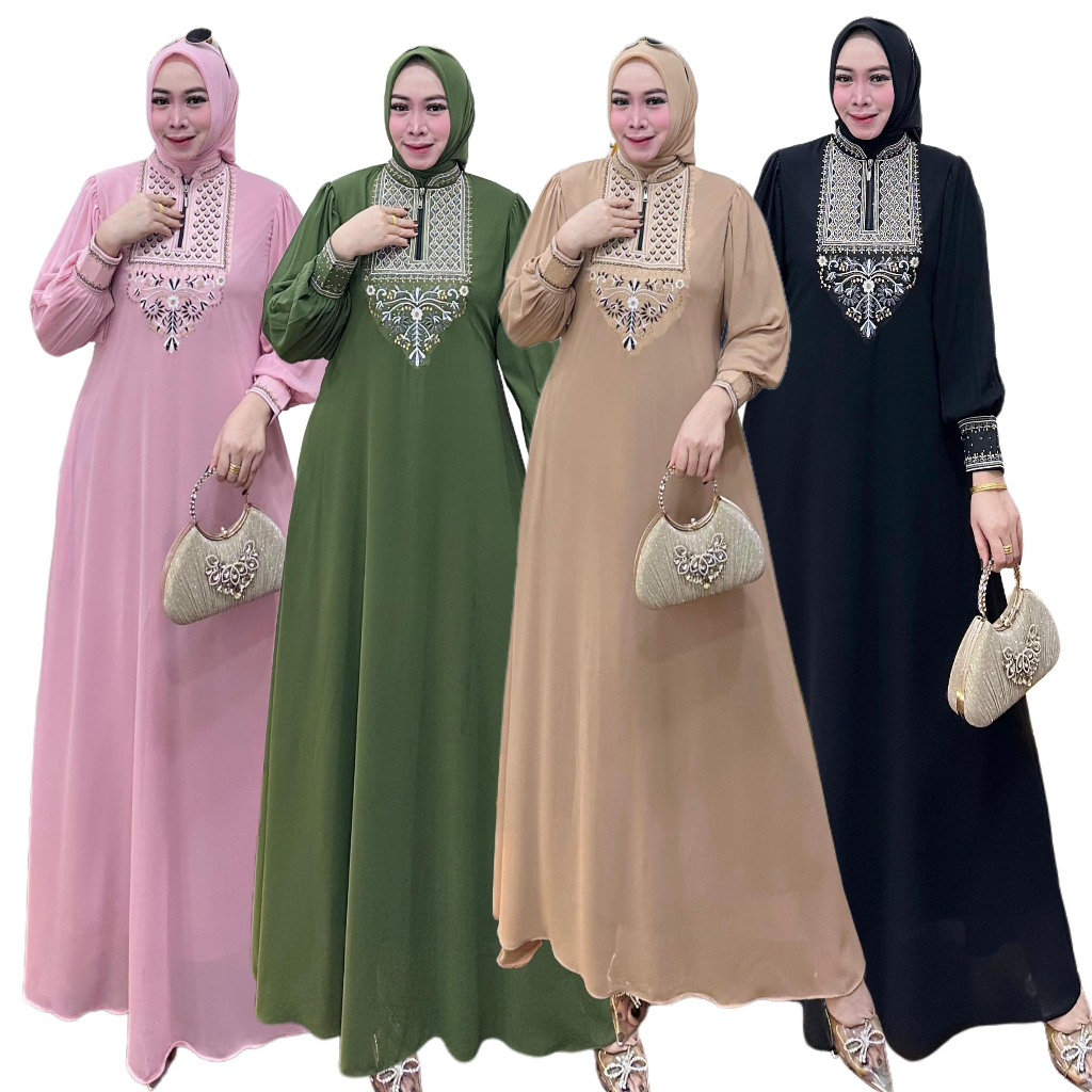 Gamis Muslimah Mesir Dres Wanita Muslim Bordir Arabic Premium Bahan Ceruty
