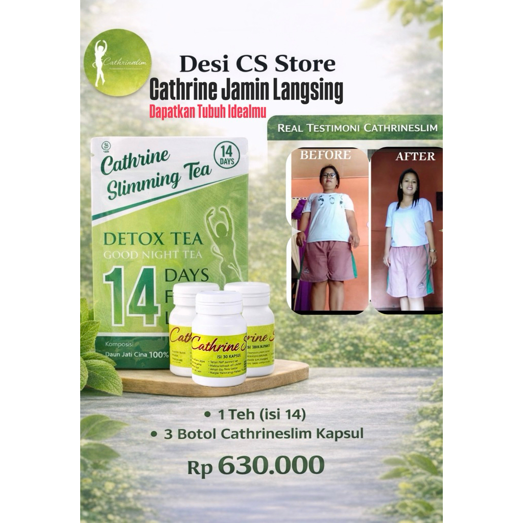 Paketan Catherine Slimming  – Teh & Kapsul 1 Bulan