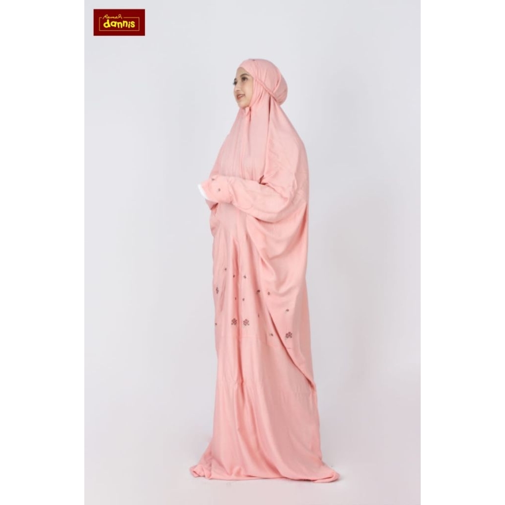 Mukena Terusan Dannis Bordir Cantik Size L Remaja dan Dewasa